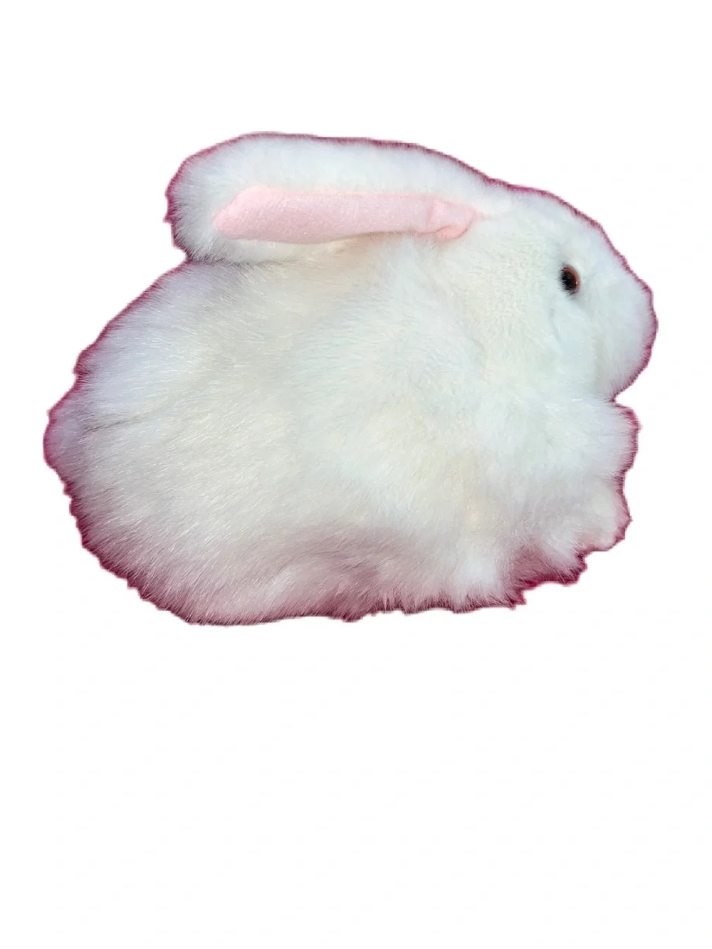 Ty Nibbles White Plush Bunny Small Pet Toy with Pink Ear